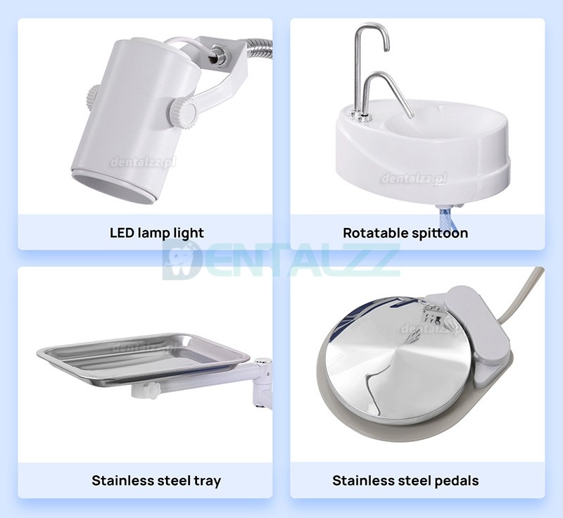 Przenośny Składany Fotel Stomatologiczny z Lampą LED, Jednostką Turbinową i Tacą